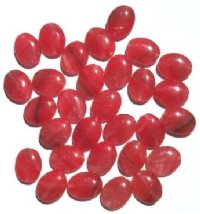 30 12x9mm Flat Oval Crystal Red with Black Marble